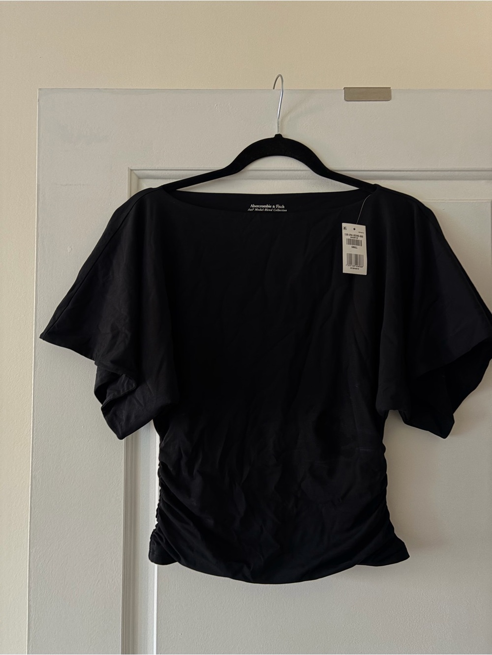 Abercrombie & Fitch Women's Black Flutter Sleeve Top
